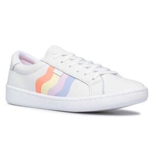 Keds White leather Sneakers with Pastel Stripes size 7